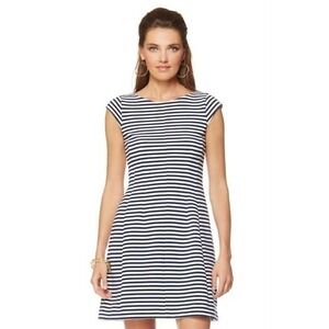 Lilly Pulitzer Briella Dress Women Small Resort White Ottoman Stripe Cap Sleeve